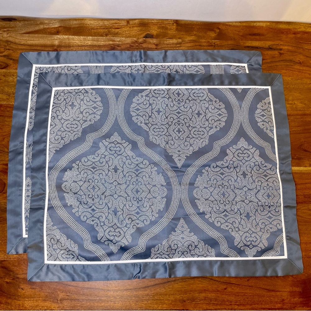 Royal Velvet Medallion Standard Pillow Shams Steel Blue Set of 2 Pair